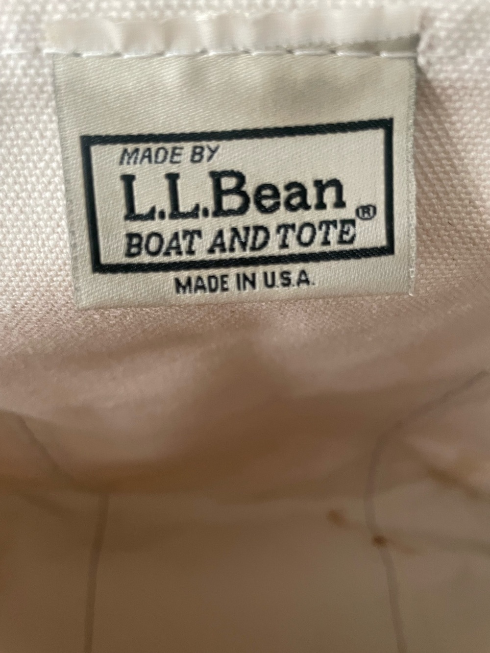 L. L. Bean Boat and Tote Large Canvas Tote Cream and Navy - Picture 4 of 13